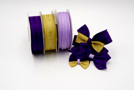 Набір зібраних стрічок - Набір жовто-фіолетових плетених стрічок
